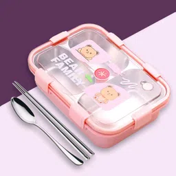 kbv Bento Style Steel Lunch Box for Kids Boys Girls And Men Ideal for Office, School 1 Containers Lunch Box-picture-10