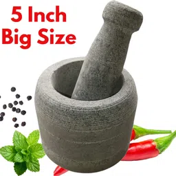 selvam traders (5 Inch) Mortar and Pestle Set for Spices, Okhli Masher, Khalbatta Stone Stoneware Masher-picture-27