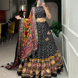Floral Print, Self Design Semi Stitched Lehenga Choli-image-42