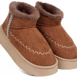 cassiey Indoor/Outdoor Comfortable Winter Fur Snow Boot Women's Slip on Thick Sole Shoes Casuals For Women-picture-11