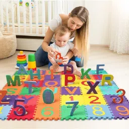 kidzfun 36 Pieces of Learning Alphabets Mats for Kids/Brain Developing Educational Interlocking Puzzle/Alphabet & Numbers Puzzle Foam Mat for Kids, Boy, Girls Toddlers / (Mini Multi-Color Puzzle)-picture-25