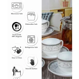 Cello Opalware Divine Coffee /Tea Cup Saucer Set (Set of 6pcs Cup & 6pcs Saucer) image 4