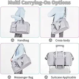 enlarger 50 L Gym Duffel Bag - Gym Bag Womens Mens with Shoes Compartment and Wet Pocket,Travel Duffel Bag - Grey image 4