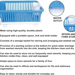 flipkart smartbuy Dish Drainer Kitchen Rack Plastic Durable Kitchen Sink Dish Rack Drainer With Tray for Kitchen,Drying Rack Plastic image 2