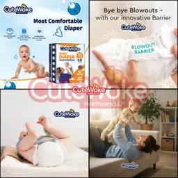 cutewoke healthcare llp Hypoallergenic Baby Diapers, Double Leakage Protection, Skin Friendly - XL image 3