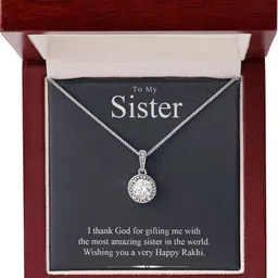 fabunora Best Rakhi Gift Idea for Sister- 925 Pure Silver Pendant with Purity Certificate Cubic Zirconia Silver Plated Silver Chain image 3