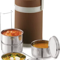 nabhya Munch PU Insulated Steel & Plastic Lunch Box 300ml Each With Insulated Box 4 Containers Lunch Box-picture-17
