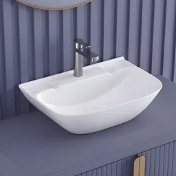 syon JOY Ceramic Wall Mount & Table Top Wash Basin for Bathroom & Living (17"x12") SYON102 Wall Hung Basin image 4