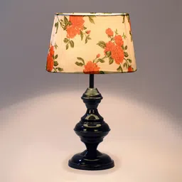 Orange & White Shade Table Lamp With Metal Base By Foziq image 4