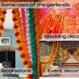 mifadecor Marigold Garland Artificial Flowers/Genda Phool Mala/Festive Decor (4.5ft) Blue, White Marigold Artificial Flower image 4