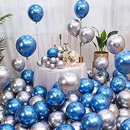 rp bazaar Solid Metallic Silver and blue balloon for birthday, Anniversary decoration 50 pcs Balloon-picture-24