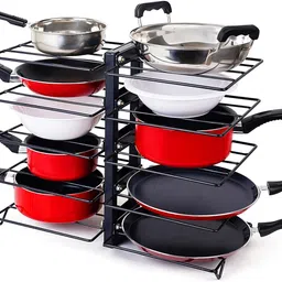 d&v engineering Utensil Kitchen Rack Heavy Duty 5-Tier Frying Pan Countertop Rack ? Cookware Holder for Kitchen Iron-picture-26