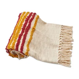 White Cotton Bohemian tufted 70x60 Inches Throw by Jutie Pie image 3