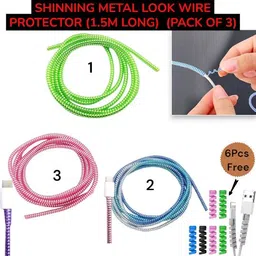 BinkSon (Pack of 3) 1.5 Meter/ 150 cm Shinning Spiral Cable Protector image 2