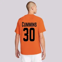 yclothy Men Printed Polo Neck Polyester Orange T-Shirt image 2