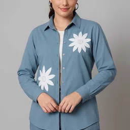 shehzadi online Women Comfort Fit, Regular Fit Embroidered Button Down Collar Casual Shirt-picture-38