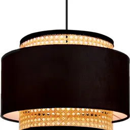 homesake Bamboo Hanging Cane Fabric lamp for Home Rattan Webbing lamp,Natural, Black Ceiling Light Ceiling Lamp image 2