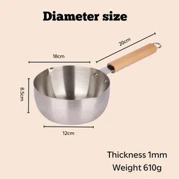 sg-mart Milk Pan-Stainless Steel Tri-Ply Sauce Milk Pan Small Cooking Pot Milk Pan 18 cm diameter 1.5 L capacity image 4