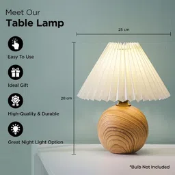 ekhasa Ceramic Dimmable Bedside Lamp | Table Lamp with Fabric Shade | Table Lamp image 3