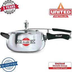 mr.cook By United Metalik 5 Litre Stainless Steel Pressure Cooker 5 L Induction Bottom Pressure Cooker image 2