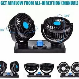 aanjul DOUBLE Car Fan 12v 360 Head 2 Speed Optimization For UNIVESAL CAR FF-38 Car Interior Fan image 5