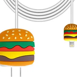 BinkSon 3D Burger Design iPhone Charger Case For 18W/20W & Spiral Cover Cable Protector image 2
