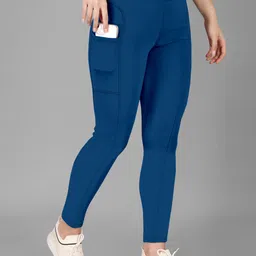 poojaran Solid Women Blue Tights image 3