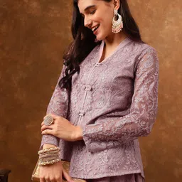 Anouk Ethnic Motifs Embroidered Regular Top with Palazzos-image-56