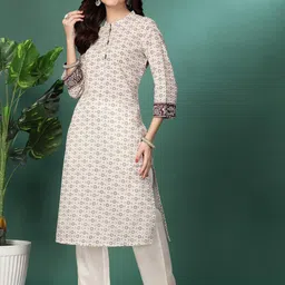 Nayam By Lakshita Geometric Printed Mandarin Collar Regular Straight Kurta & Palazzos-picture-31