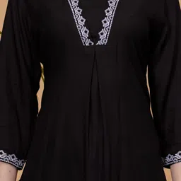 NEW4U Floral Embroidered Regular Straight Kurta With Palazzos image 2