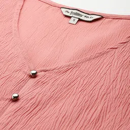 Roadster Puff Sleeves Smocked Crepe Longline Top image 2