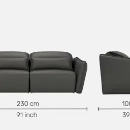 durian Serena Leatherette 3 Seater Sofa In Grey Colour With Remote Control Function image 2