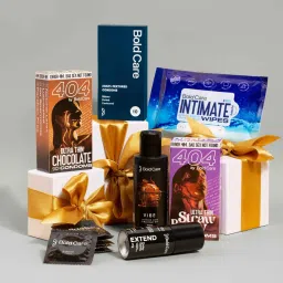 Bold Care Steamy Honeymoon Gift Pack (Chocolate) - Personal Lubricant, Topical Spray, Multi-textured Condoms, Flavoured Condoms, and Intimate Wipes - Perfect for Gifting-image-94