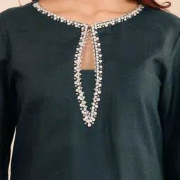 Varanga Embroidered Straight Sequinned Kurta with Palazzos image 2