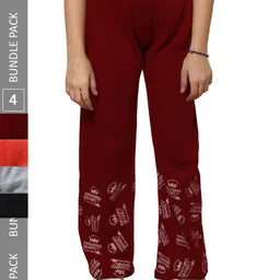 IndiWeaves Girls Pack of 4 Printed Mid-Rise Straight Fit Woollen Palazzos-picture-15