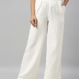 Go Colors Women Knitted Linen Wide Leg Ethnic Palazzos-picture-16