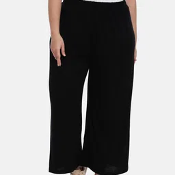The Pink Moon Women Black Solid Straight Palazzos-image-52