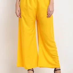 Miaz Lifestyle Women Yellow Solid Palazzos-image-33