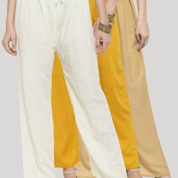 Clora Creation Women Yellow & White Set Of 3 Knitted Ethnic Palazzos-picture-19