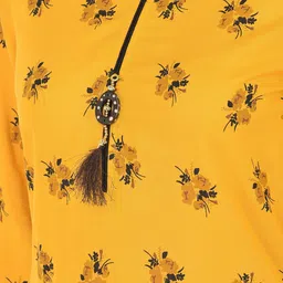 Pistaa Women Mustard Yellow Floral Printed Pleated Kurta with Palazzos image 4