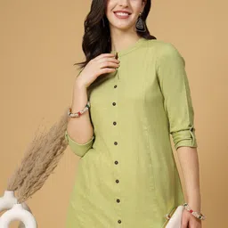 Pistaa Mandarin Collar Panelled Straight Kurta with Palazzos image 4