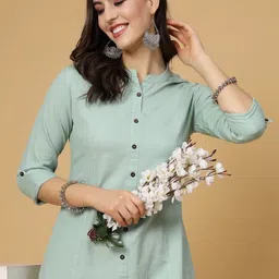 Pistaa Mandarin Collar Panelled Straight Kurta with Palazzos image 4