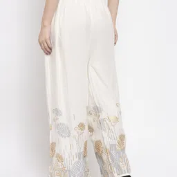 Clora Creation Women Black & Off White Set Of 2 Floral Printed Ethnic Palazzos image 4