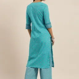 Vishudh Women Sea Green Printed Kurta with Palazzos image 5