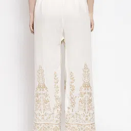 Clora Creation Women Cream-Coloured & Gold-Toned Pack Of 2 Floral Printed Palazzos image 2