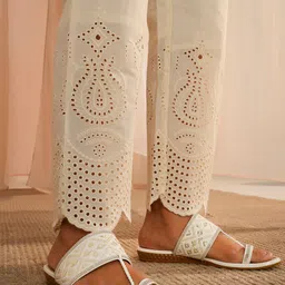 Libas Ethnic Motifs Hem Design Cotton Wide Leg Ethnic Palazzo image 2