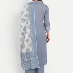 githaan Women Blue Ethnic Motifs Printed Kurta with Palazzos & With Dupatta image 5
