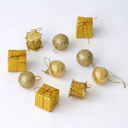 ecraftindia Golden Plastic Christmas Tree Decorative Hanging Ornaments image 3