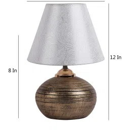 Silver Fabric Shade Table Lamp with Golden Base by Foziq image 5