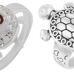 Silver Plated Brass CZ, Tortoise, Turtles with Shiv Symbol Om Design, Lord Mahadeva, Free Size Finger Ring for Men and Women Brass Cubic Zirconia Silver Plated Ring-image-39